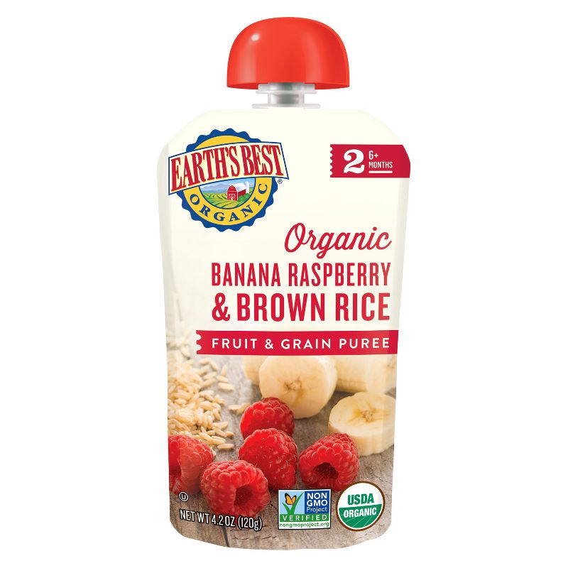 Earth's Best Organic Banana Raspberry & Brown Rice Baby Food Pouch - 4.2oz