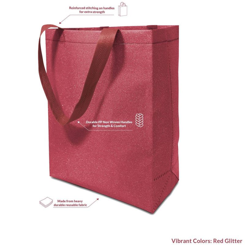 12pc Glitter Gift Bags Red