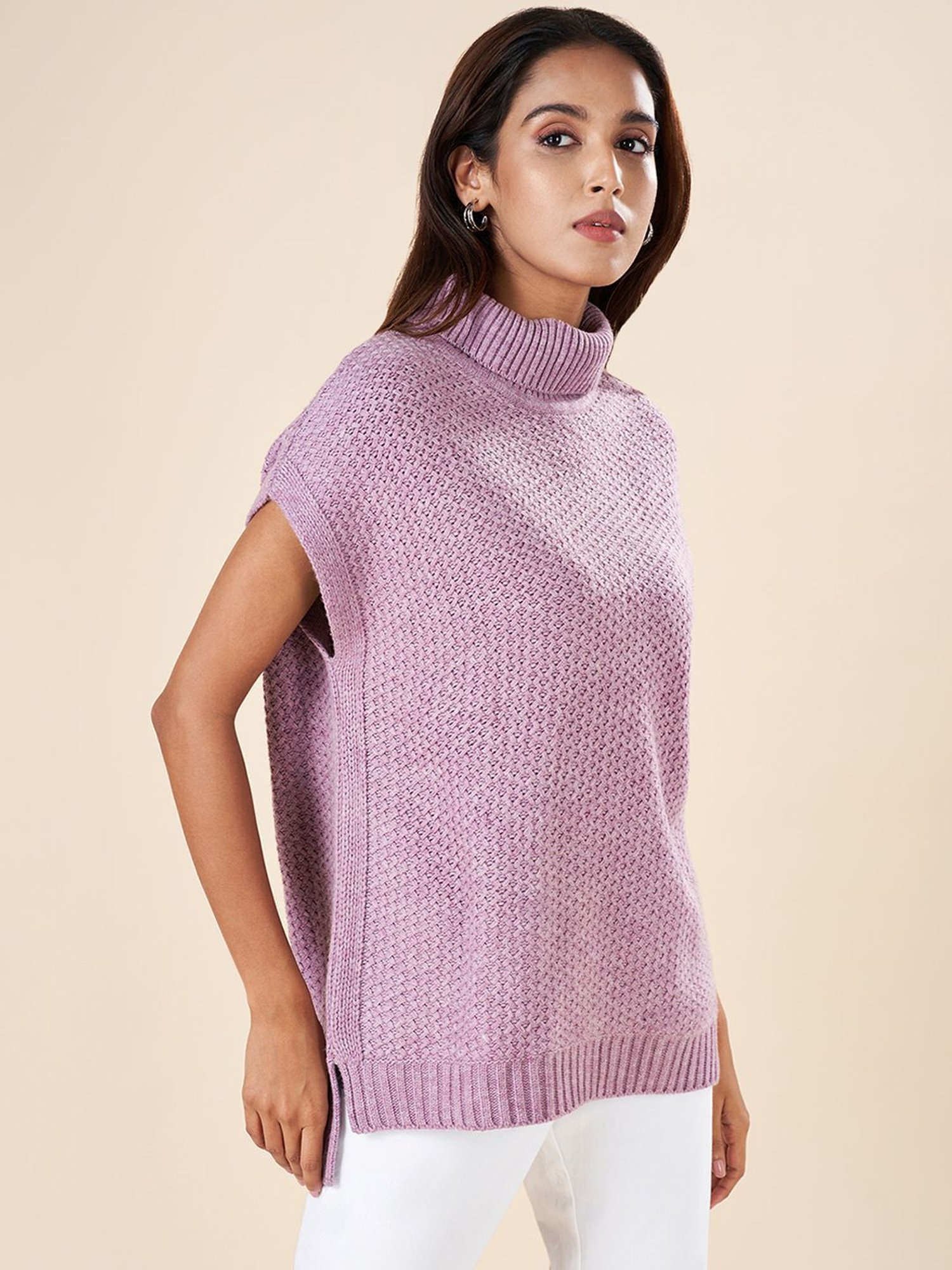 Akkriti by Pantaloons Purple Self Pattern Sweater