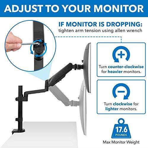 Dual Monitor Arm Mount Desk Stand | 2 Vertical Stackable Arms | Articulng Double Gas Springs Height Adjustable | Two 24 27 29 30 32 Inch VESA 75 100 Compble Screens | Clamp and Grommet