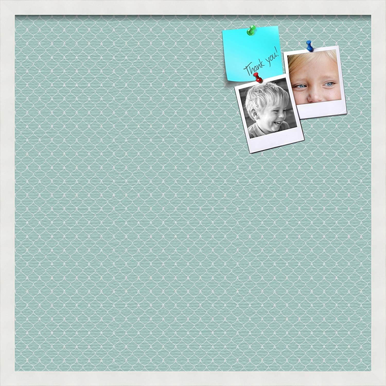 PinPix custom printed pin cork bulletin board made from canvas, 571 24 x 24 Inches (Completed Size) and framed in Satin White Frame (PinPix-571)