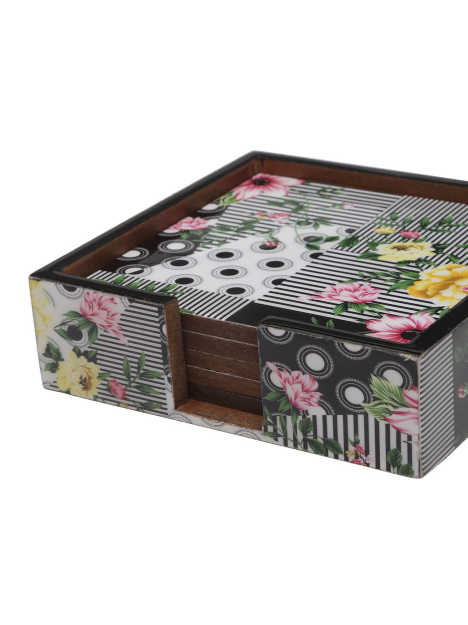 Romee White Wood Printed Coasters