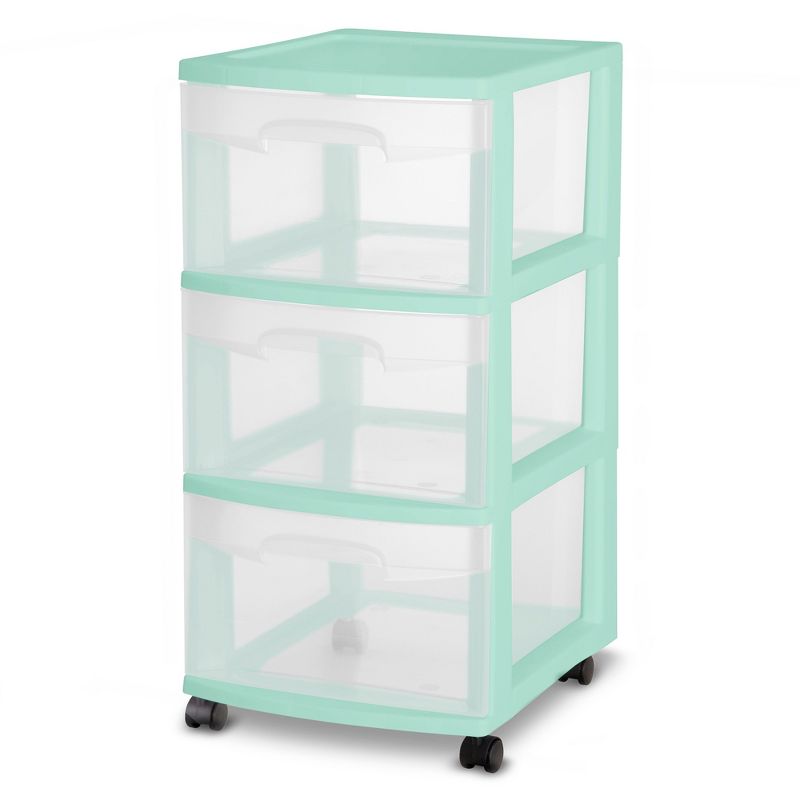 Homz Plastic 6 Clear Drawer Medium Home Storage Container Tower with 4 Large Drawers and 2 Small Drawers, Black Frame
