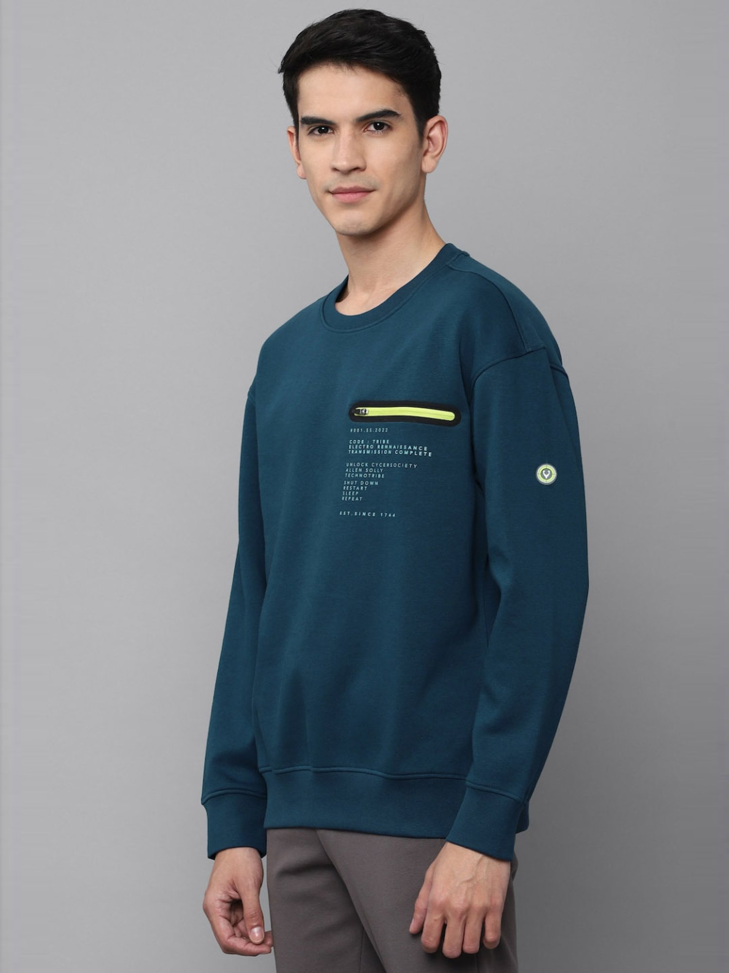 Tribe by Allen Solly Blue Regular Fit Printed Sweatshirts