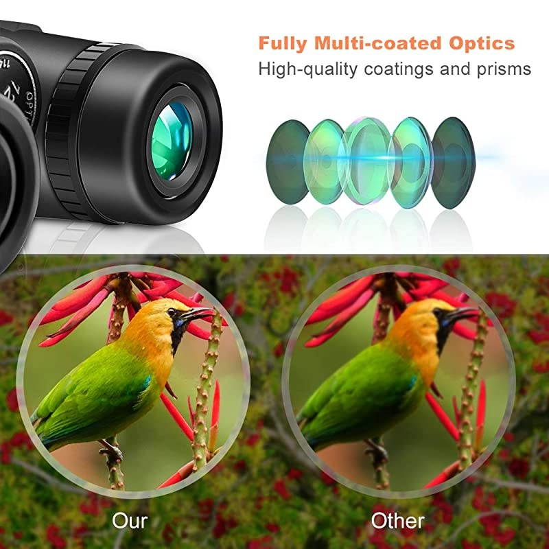 12x42 for Adults for Hunting Compact with Tripod Smartphone Adapter for Hunting Bird Watching Hiking Traveling and Sports