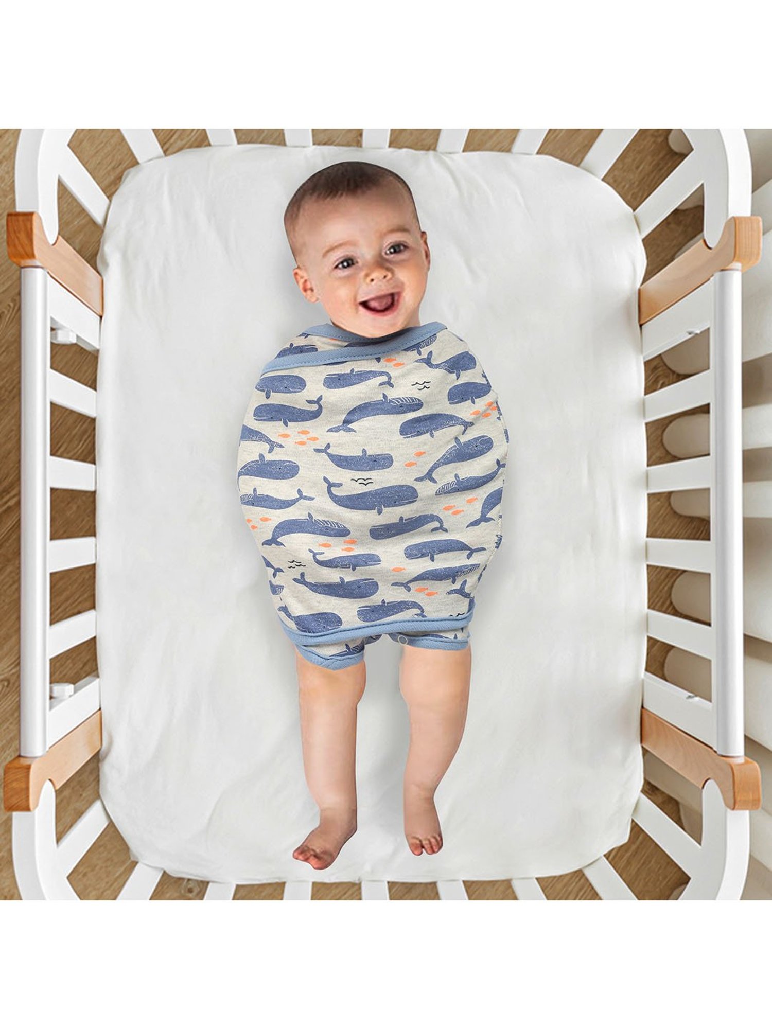 Baby Moo Dolphins Blue Ready Swaddle