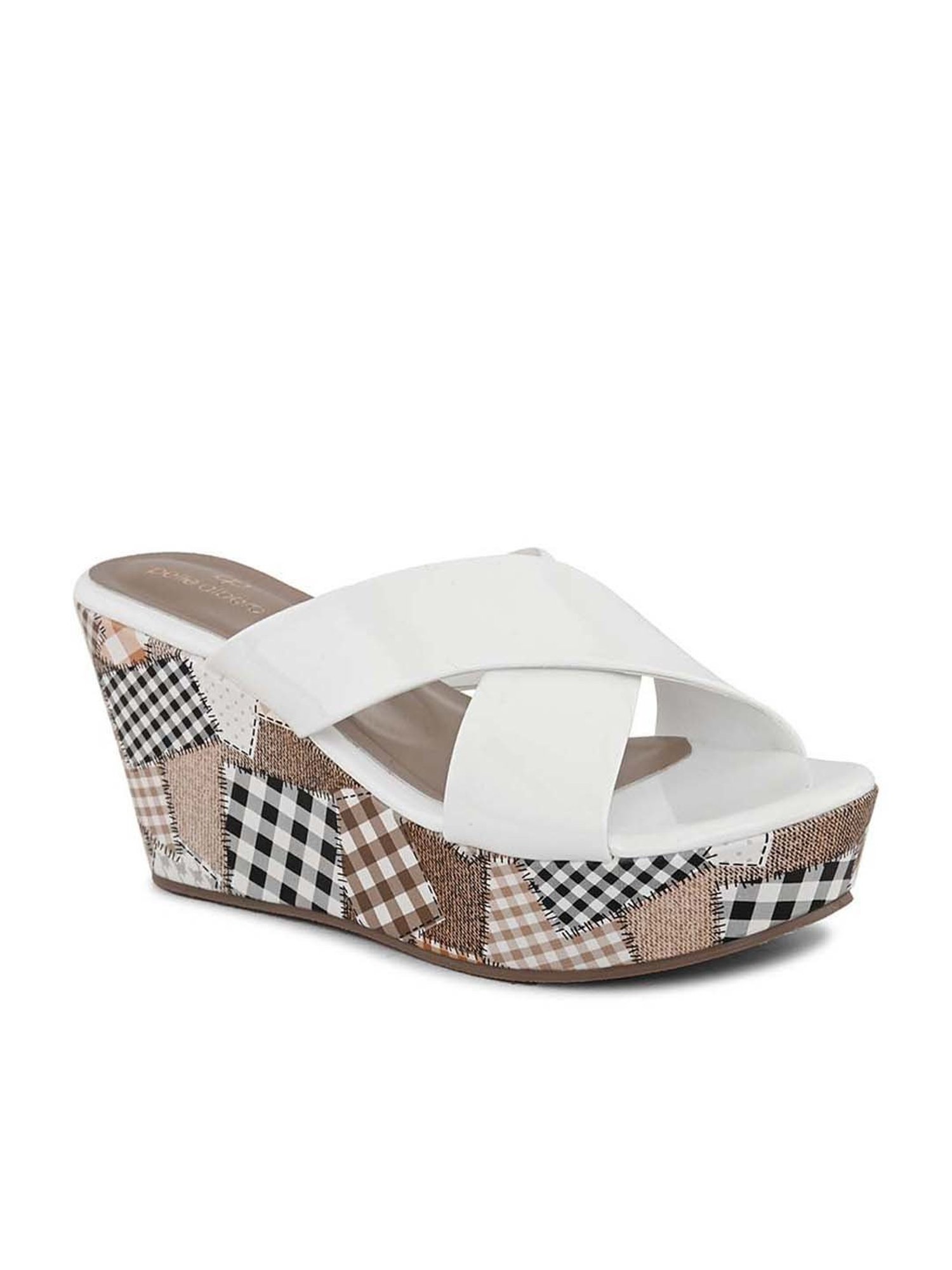 Pelle Albero Women's White Cross Strap Wedges