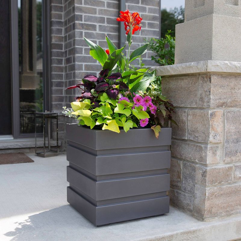 18" x 18" Freeport Square Planter Graphite Gray - Mayne