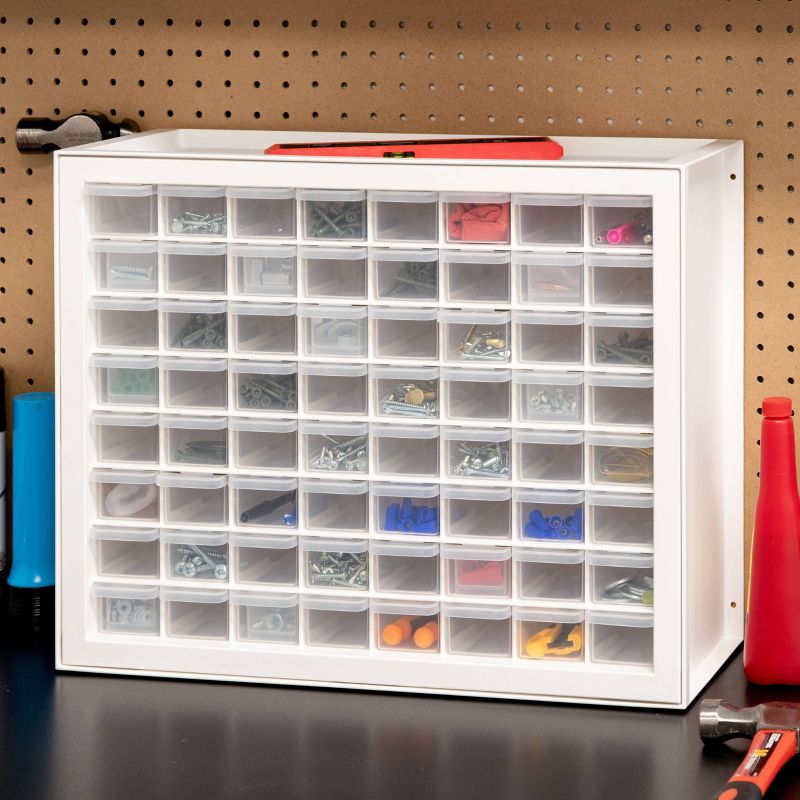 IRIS 64 Drawer Parts Cabinet Clear