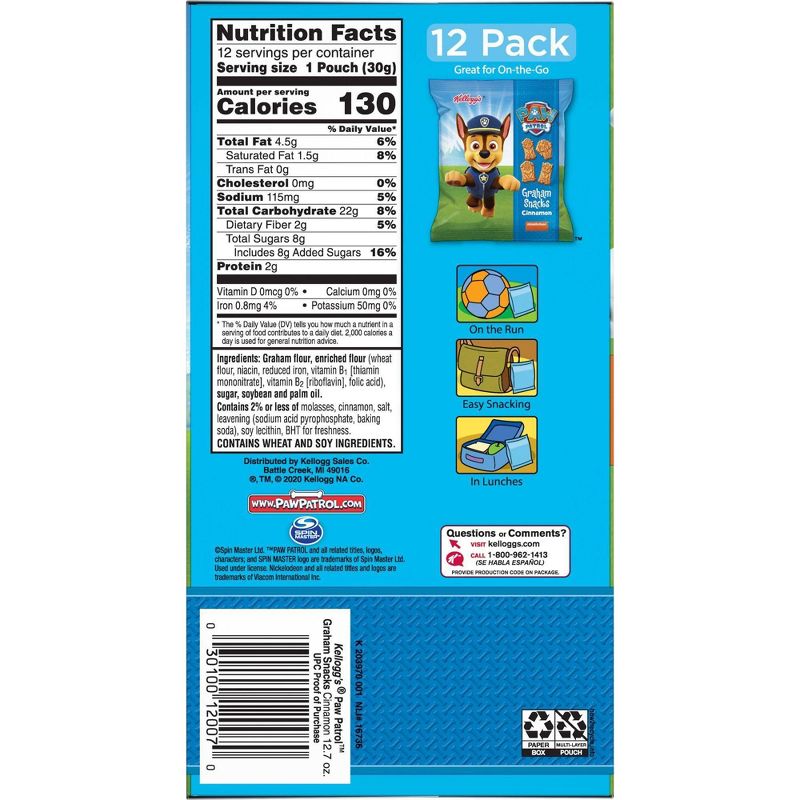 Paw Patrol Grahams Snacks - 12ct