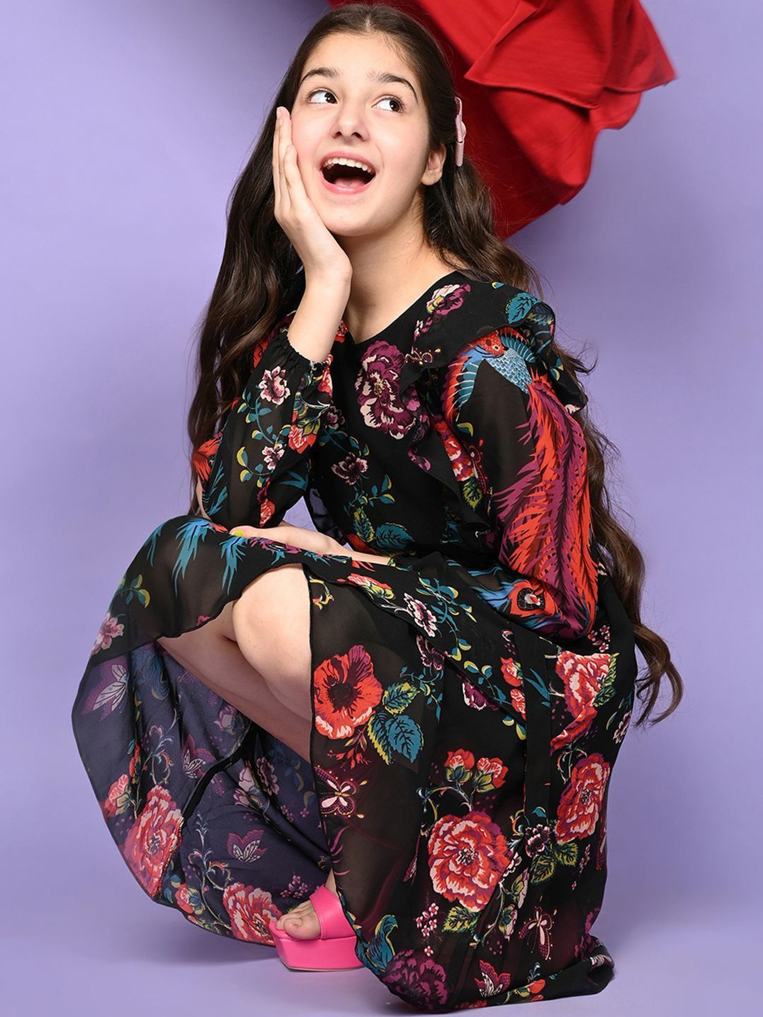 LilPicks Kids Multicolor Floral Print Dress