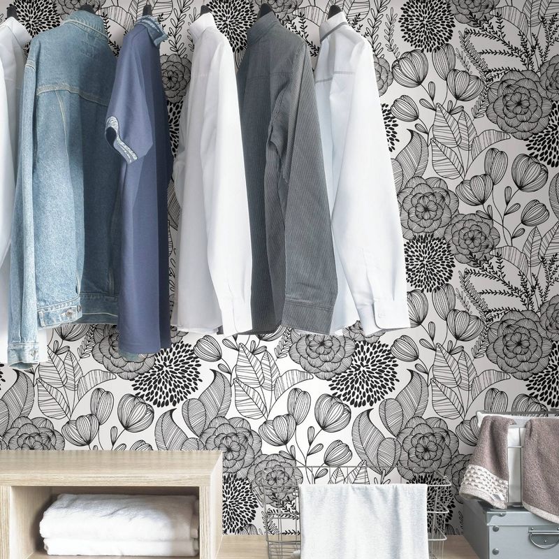 NuWallpaper Secret Garden Peel and Stick Wallpaper Black