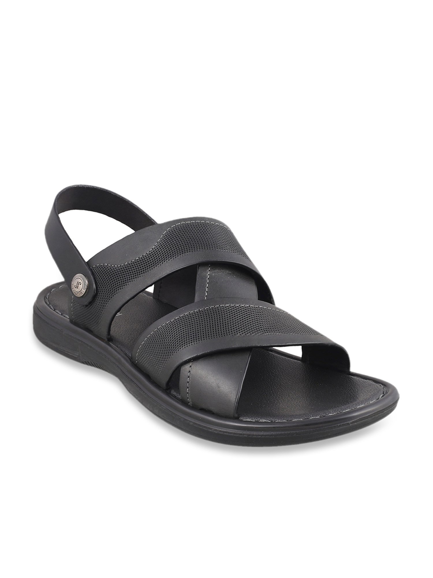 J. Fontini by Mochi Men's Black Back Strap Sandals