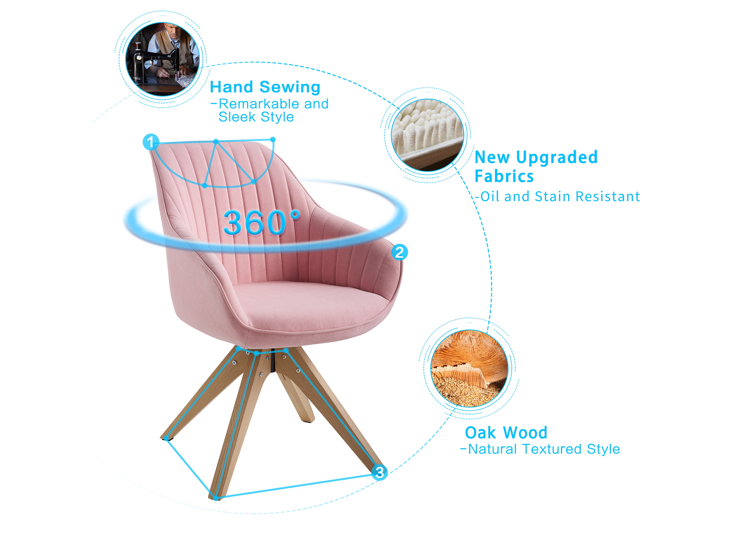 Modern Style 360 Degree Swivel Armchair Home Office Accent Computer Desk Chair For Workspace