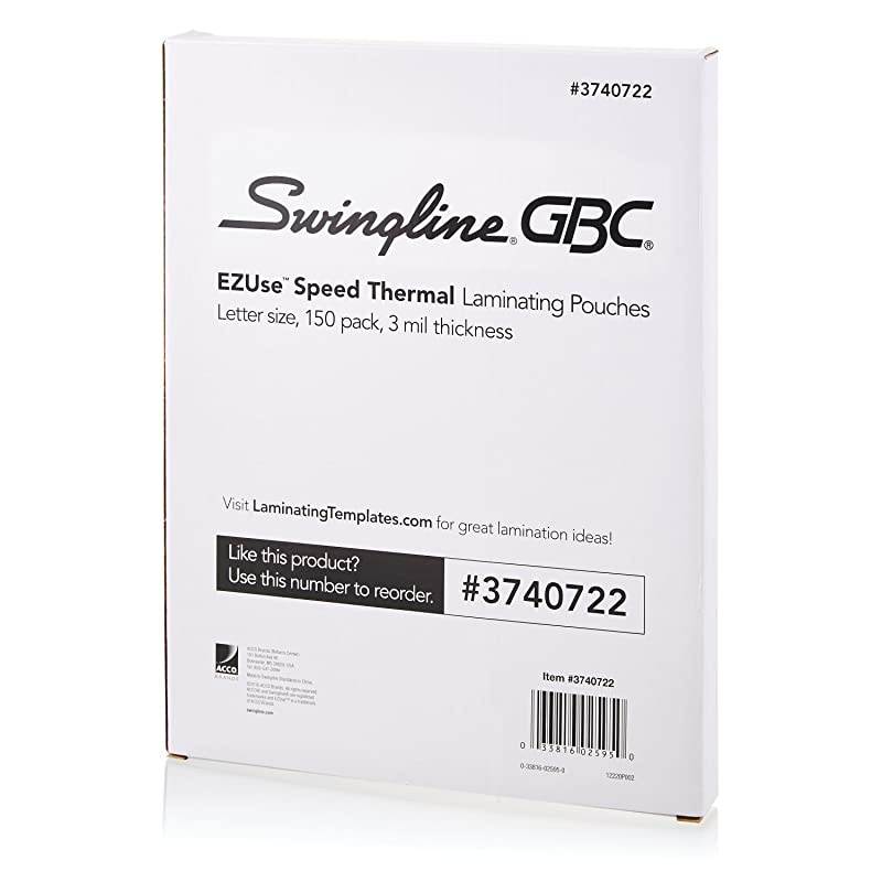 GBC Thermal Laminating Sheets / Pouches, Letter Size, Speed Pouch, 3 mil, EZUse, 150/Pk, 1 Case of 12 Packs (3740722-CS)