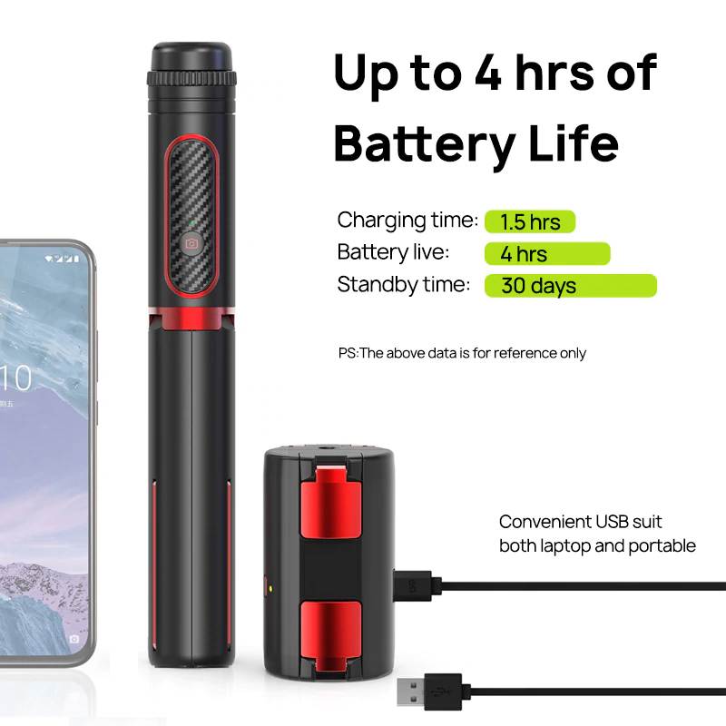 Selfie Stick For Phone Camera Handheld Gimbal Stabilizer Wireless Extendable Foldable Monopod Remote Control 360 vlog