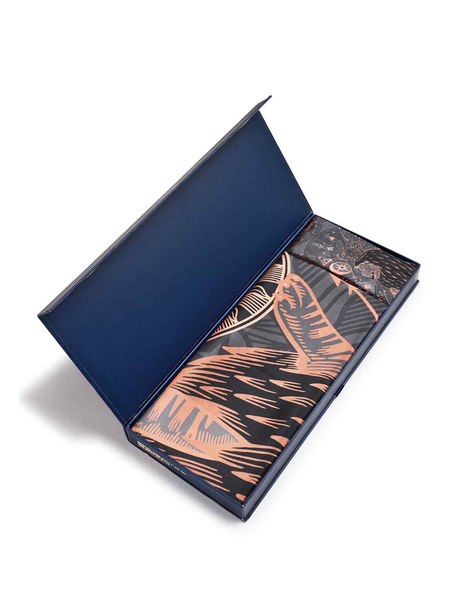 Tossido Grey & Peach Printed Scarf & Bag Scarf Set