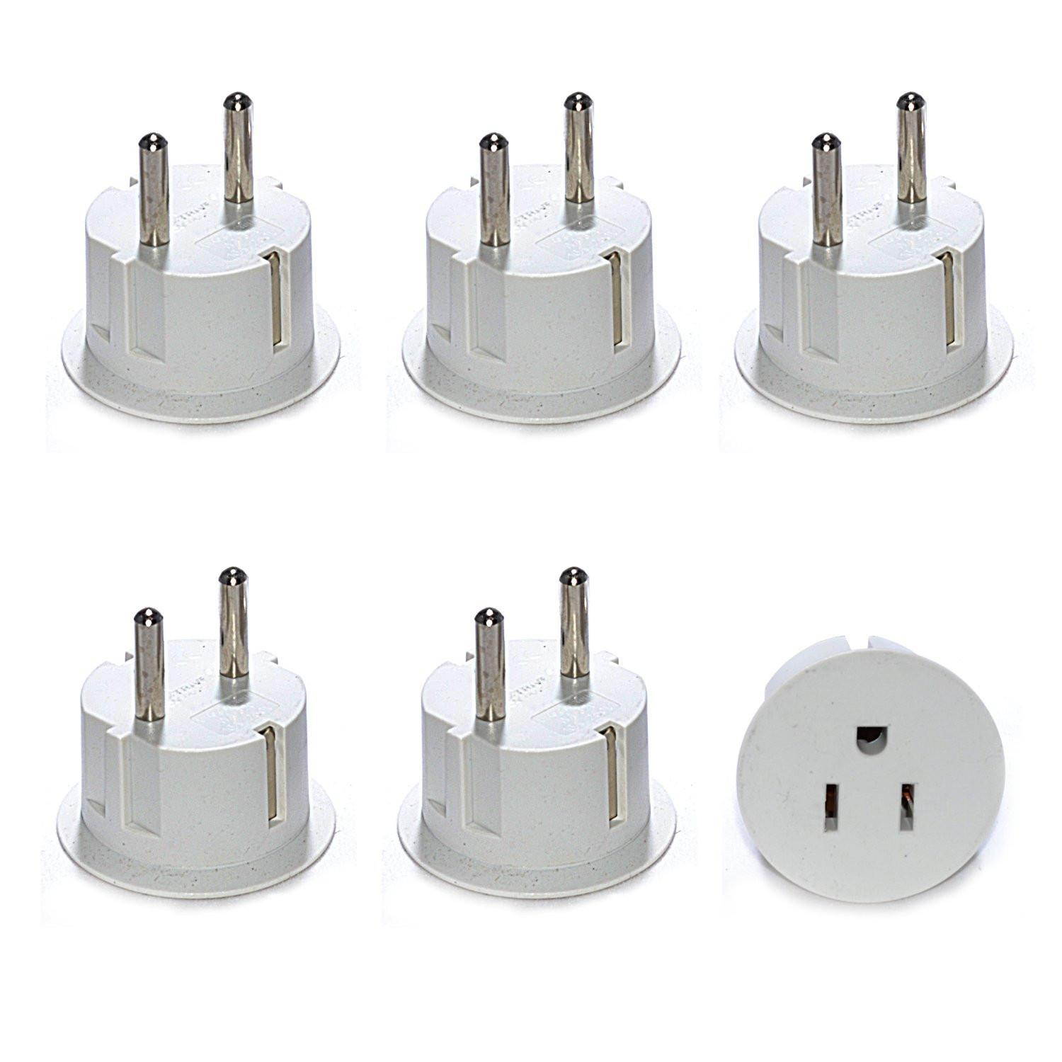 Tmvel American USA To European Schuko Germany Plug Adapters - 6 Pack