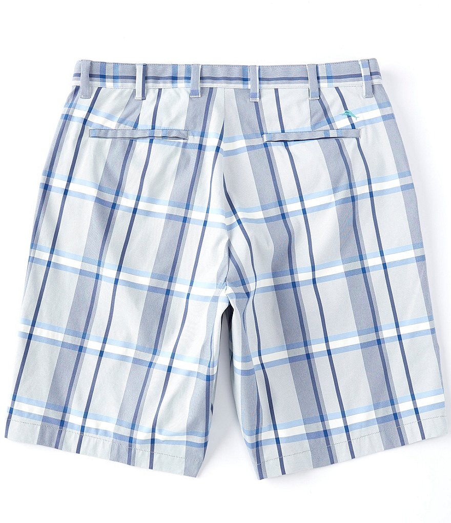 Roundtree & Yorke Big and Tall Performance 9#double; and 11#double; Inseam Flat Front Herringbone Print Shorts