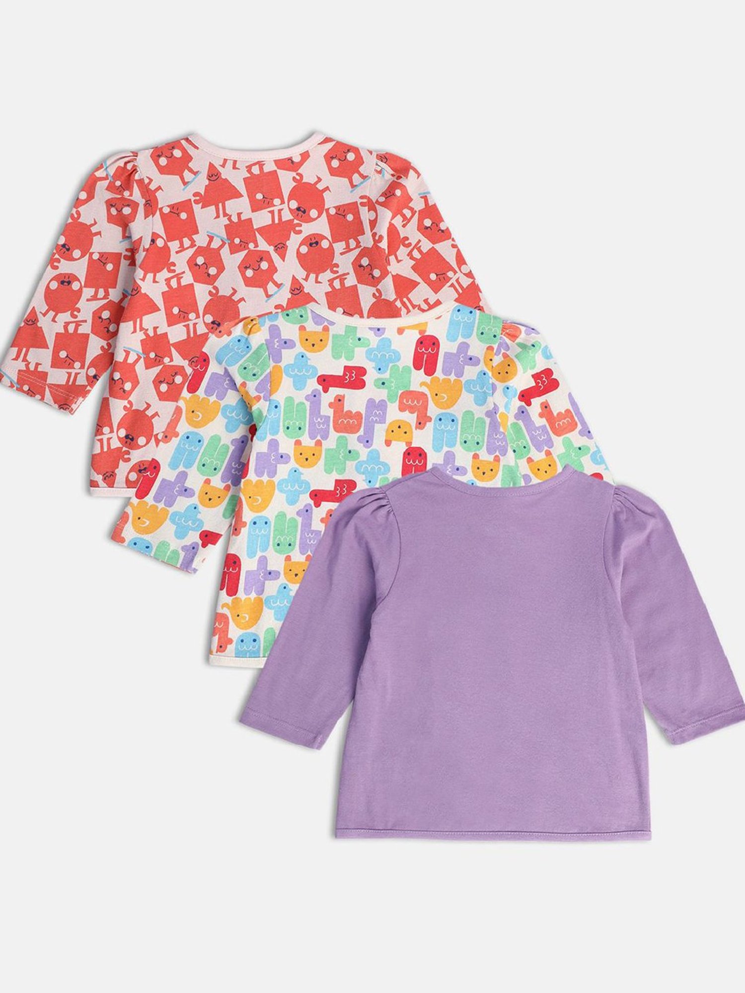 MINIKLUB Kids Multicolor Printed Full Sleeves Jhablas (Pack Of 3)