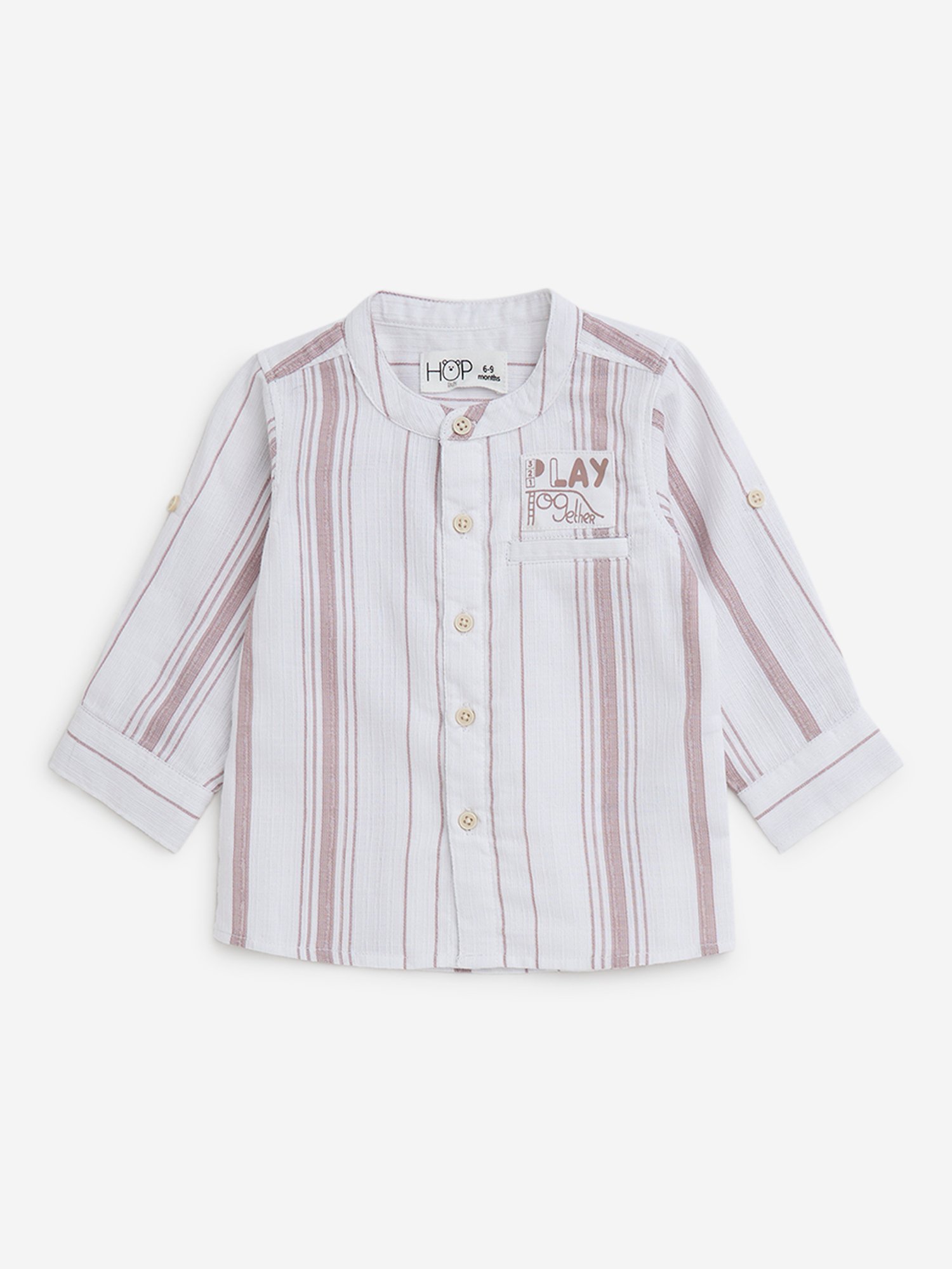 HOP Baby by Westside Dusty Pink Striped Cotton Shirt