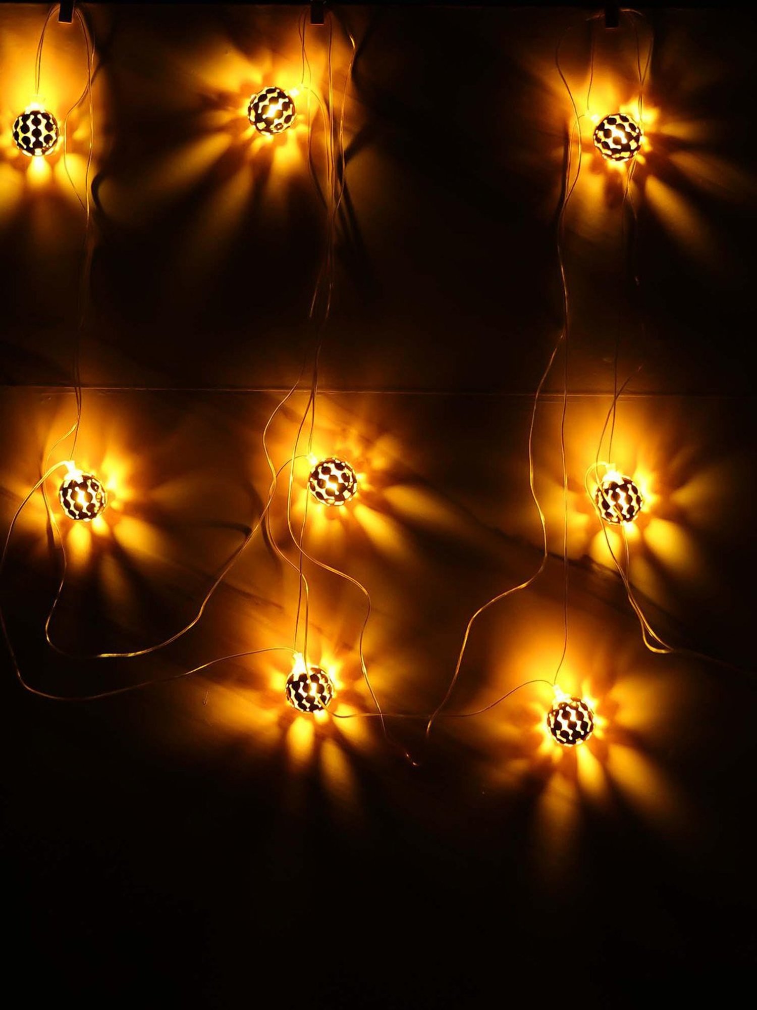 eCraftIndia Golden Ball Steady, Blinking Color Changing LED Fairy String Lights