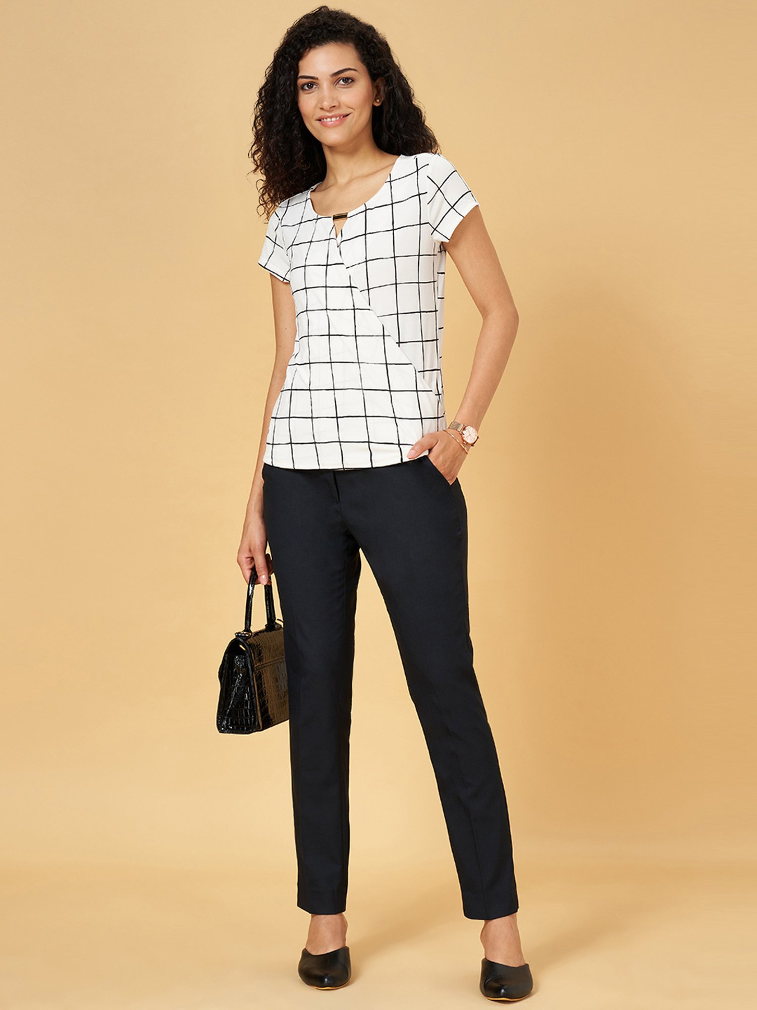 Annabelle by Pantaloons White Chequered Top