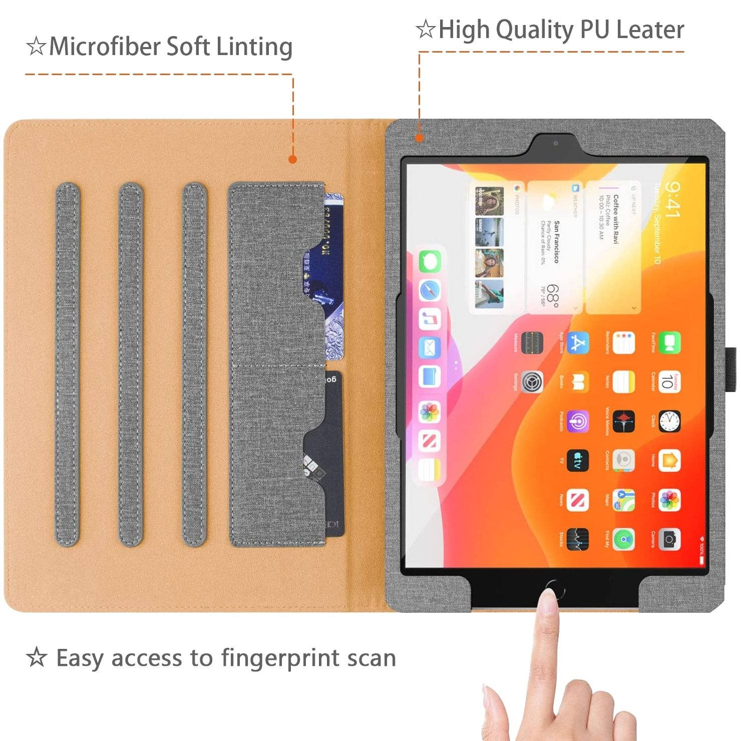 Slim Folding Smart Folio Stand Case for iPad 10.2 inch (8th & 7th Gen) - Grey