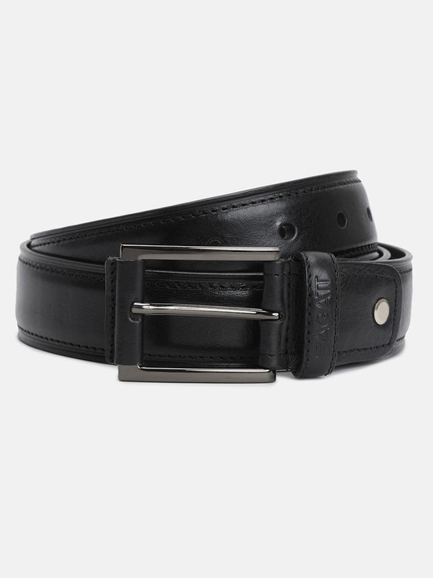 BAGATT Parma Black Leather Solid Waist Belt