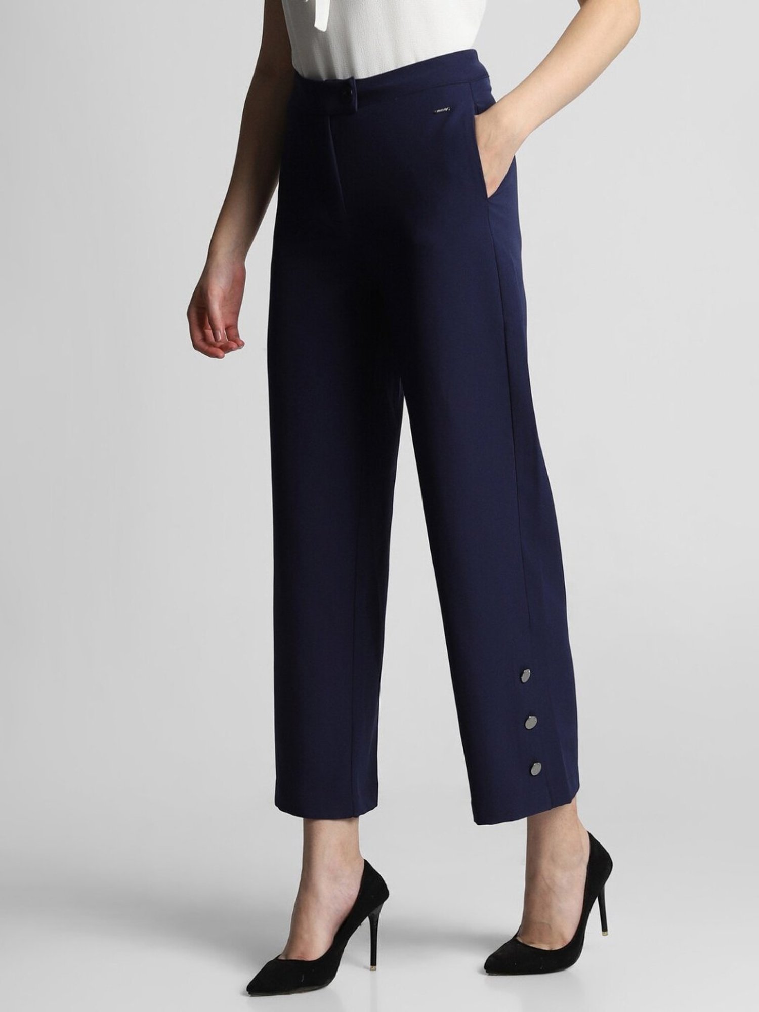Allen Solly Navy Regular Fit Formal Pants