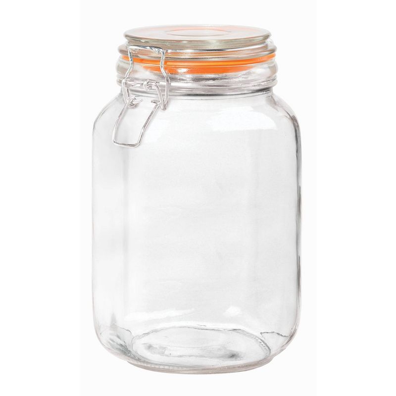 Oggi 4 Piece Glass Square Clamp Canister Set with Silicone Gaskets