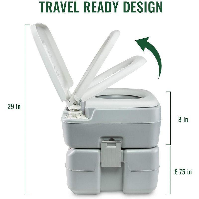 Hike Crew Advanced Portable Outdoor Camping and Travel Toilet &ndash; Adult Porta Potty w/Level Indicator, Rotating Spout, Pressure Valve, 3-Way Pistol Flush &ndash; for RV, Boat or Trailer &ndash; 5.3 Gallon (20L)