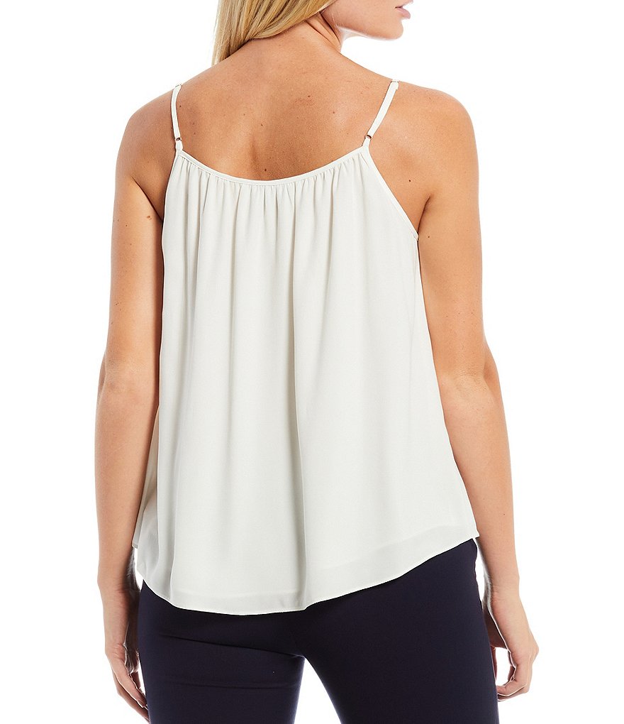 J.McLaughlin Durham Sleeveless Ruffle V-Neck Denim Blouse