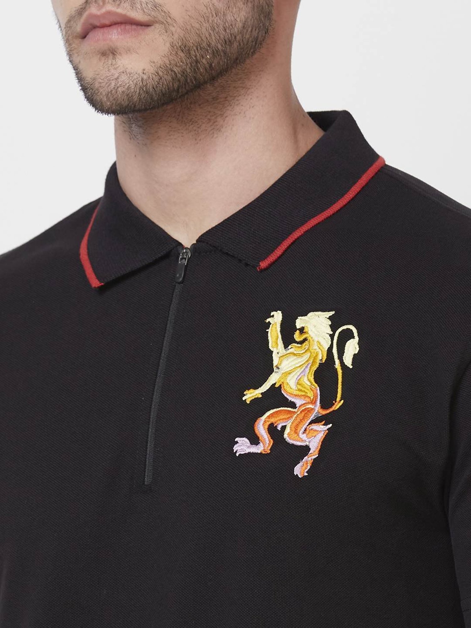 Giordano Black Cotton Slim Fit Polo T-Shirt