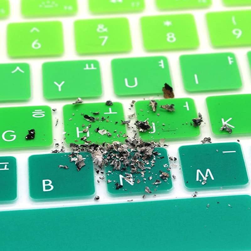 Korean Silicone Keyboard Cover Skin for MacBook Old Air 13,Pro 13/15/17(with or w/Out Retina Display,2015 or Older Version)&for iMac Older USA(Not for MacBook 13 Air A1932)-Ombre Green