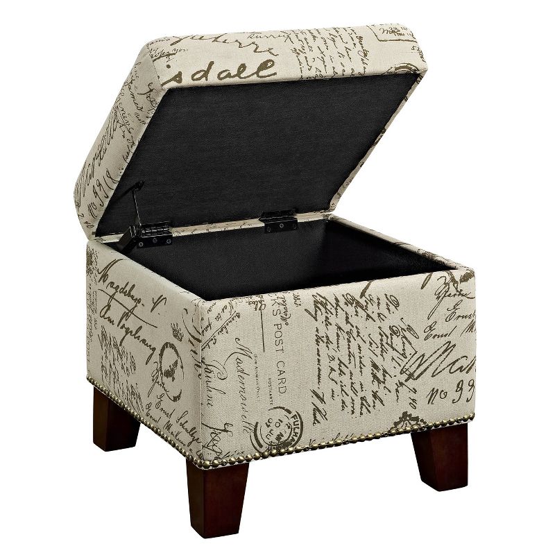 Alecia Script Print Cube Storage Ottoman Cream - Dorel Living