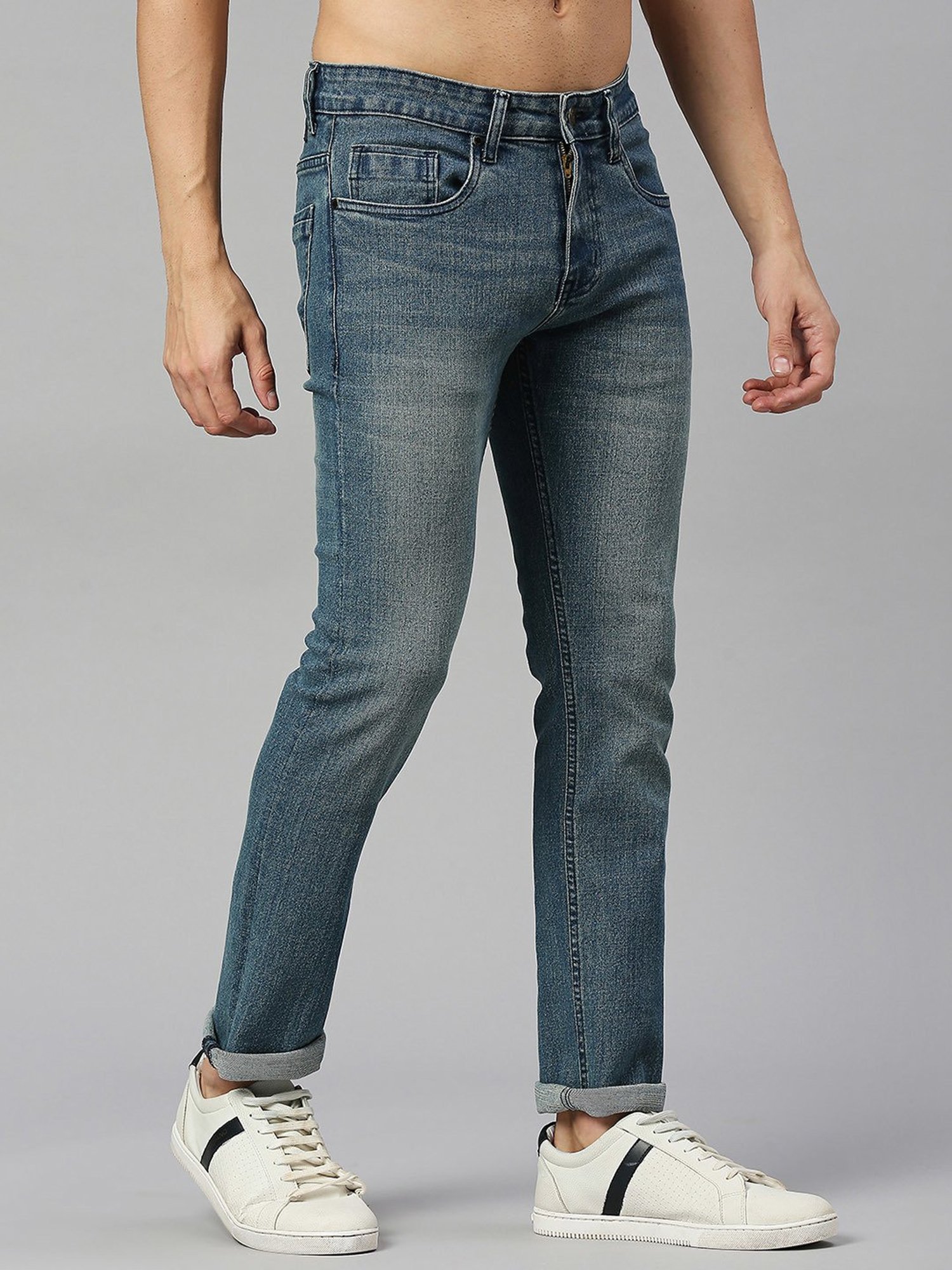 Thomas Scott Blue Slim Fit Heavily Washed Jeans