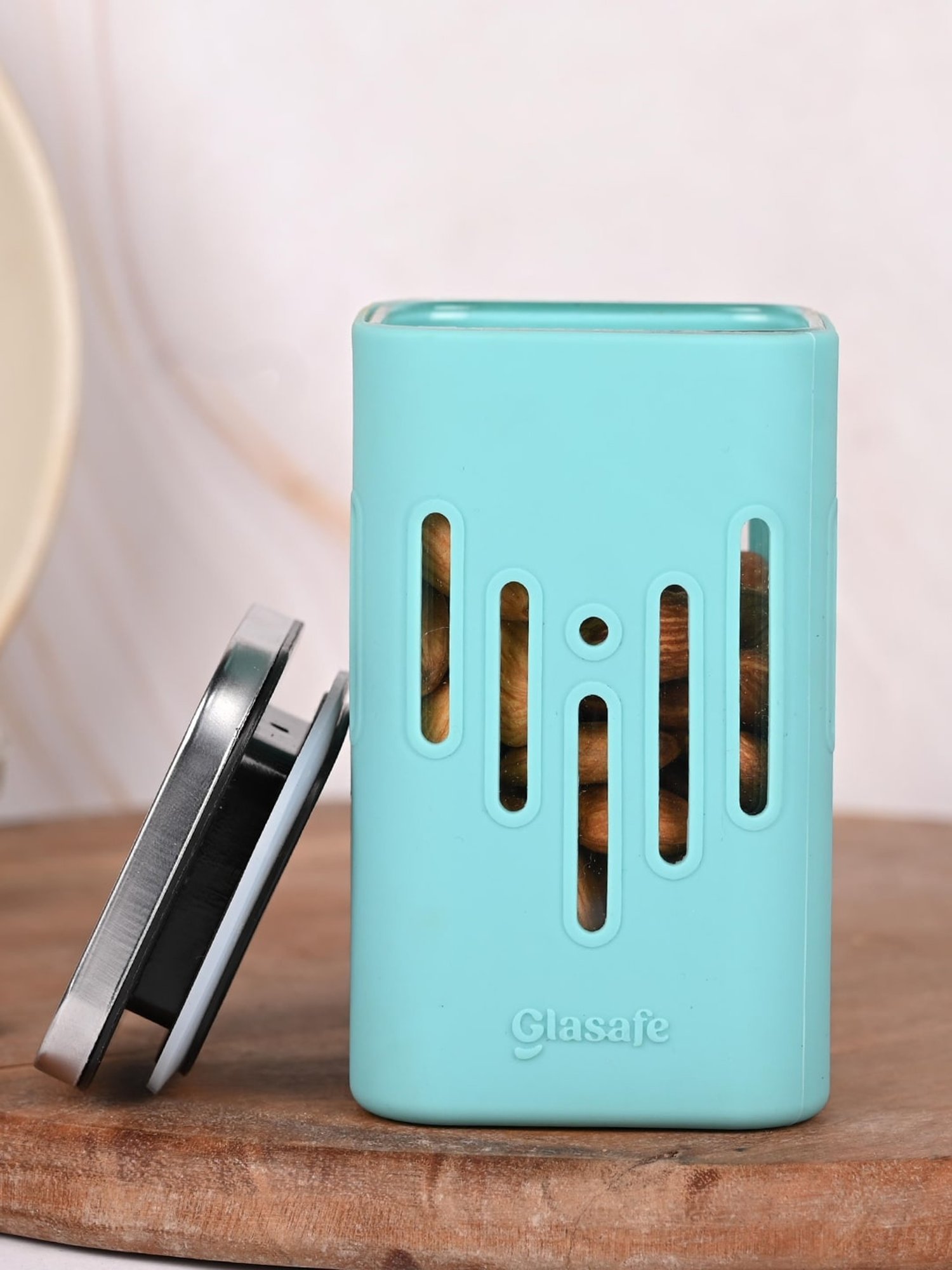 Glasafe 'O' Grip Mellow Green Borosilicate Container (250ml)