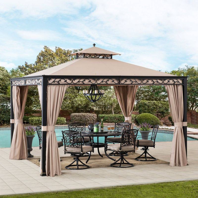 Pentagon 10' X 12' Steel & Aluminium Frame 2-Tier Outdoor Vented Gazebo - Sunjoy