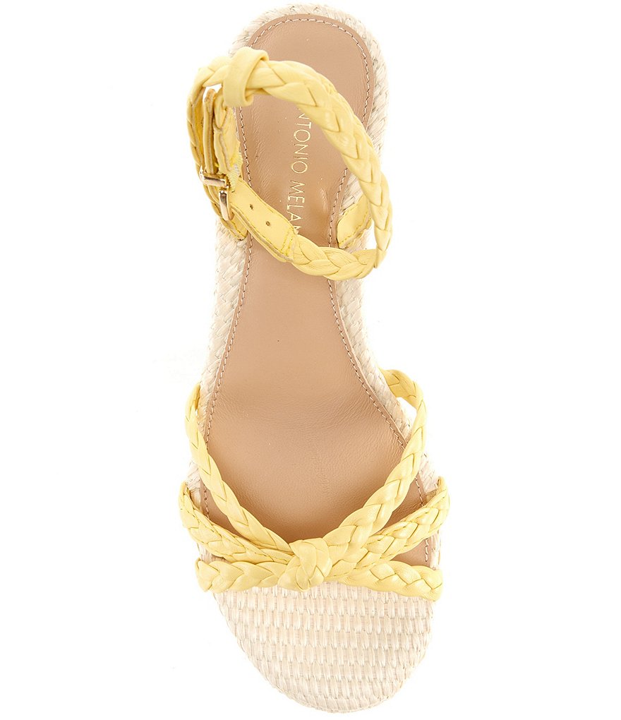 Antonio Melani Lorinna Leather Woven Ankle Strap Wedges