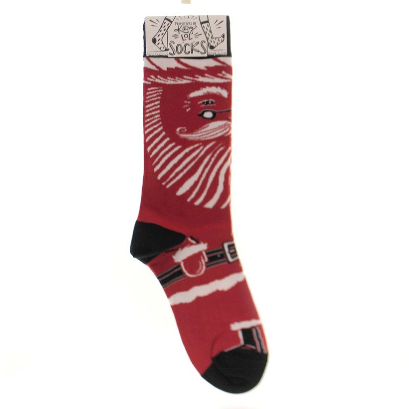 Novelty Socks 14.0" Santa Socks Lol Make You Smile Primitives By Kathy  -  Socks