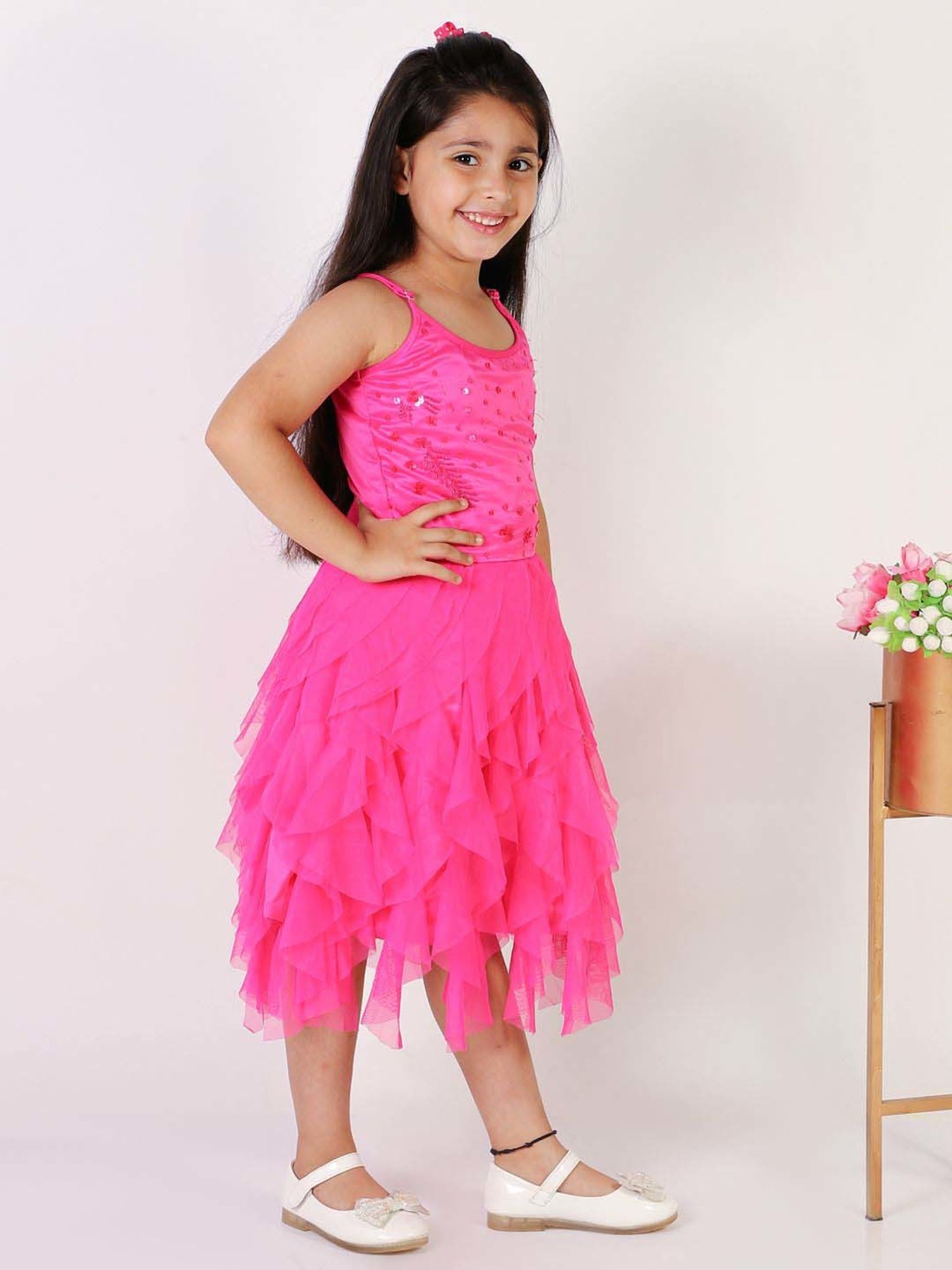 KidsDew Magenta Pink Embellished Dress