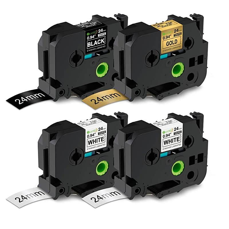 Compatible Label Tape Replacement for Brother Ptouch TZe 24mm 1 Inch Laminated Tape TZe251 TZeMQ355 TZeMQ851 Compatible with Brother Ptouch Label Maker PTD600 PTP700 4Pack Color Set