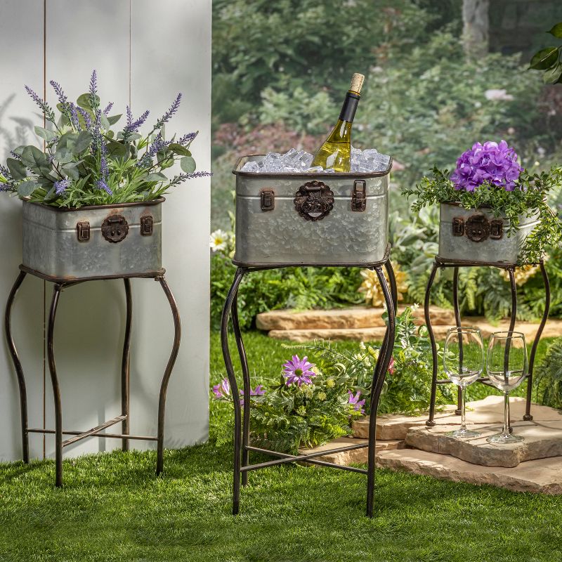 Set of 2 Planters with Stand Gold - CosmoLiving by Cosmopolitan