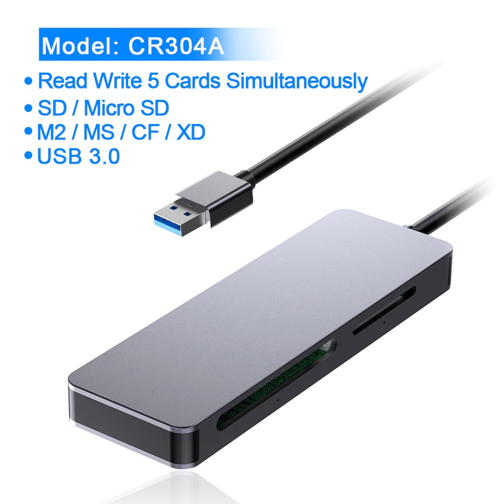Misskit same time read 5 card usb 3.0 memory card reader adapter for micro SD/TF CF MS XD compact flash microsd computer