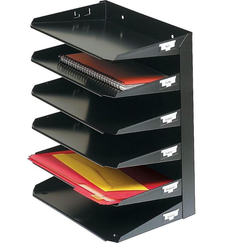Steelmaster Multi-Tier Horizontal Letter Organizers Six Tier Steel Black 2646HBK