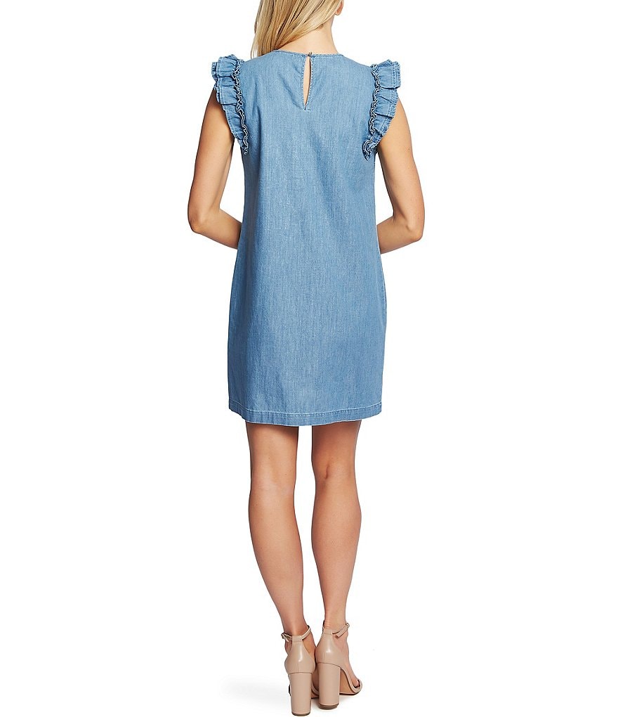 CeCe Flutter Sleeve Cotton Denim Dress