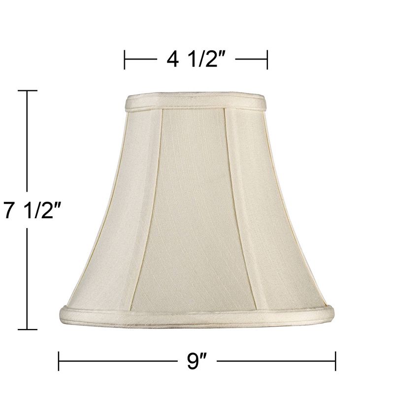 Imperial Shade Creme Small Bell Lamp Shade 4.5" Top x 9" Bottom x 8" Slant x 7.5" High (Spider) Replacement with Harp and Finial
