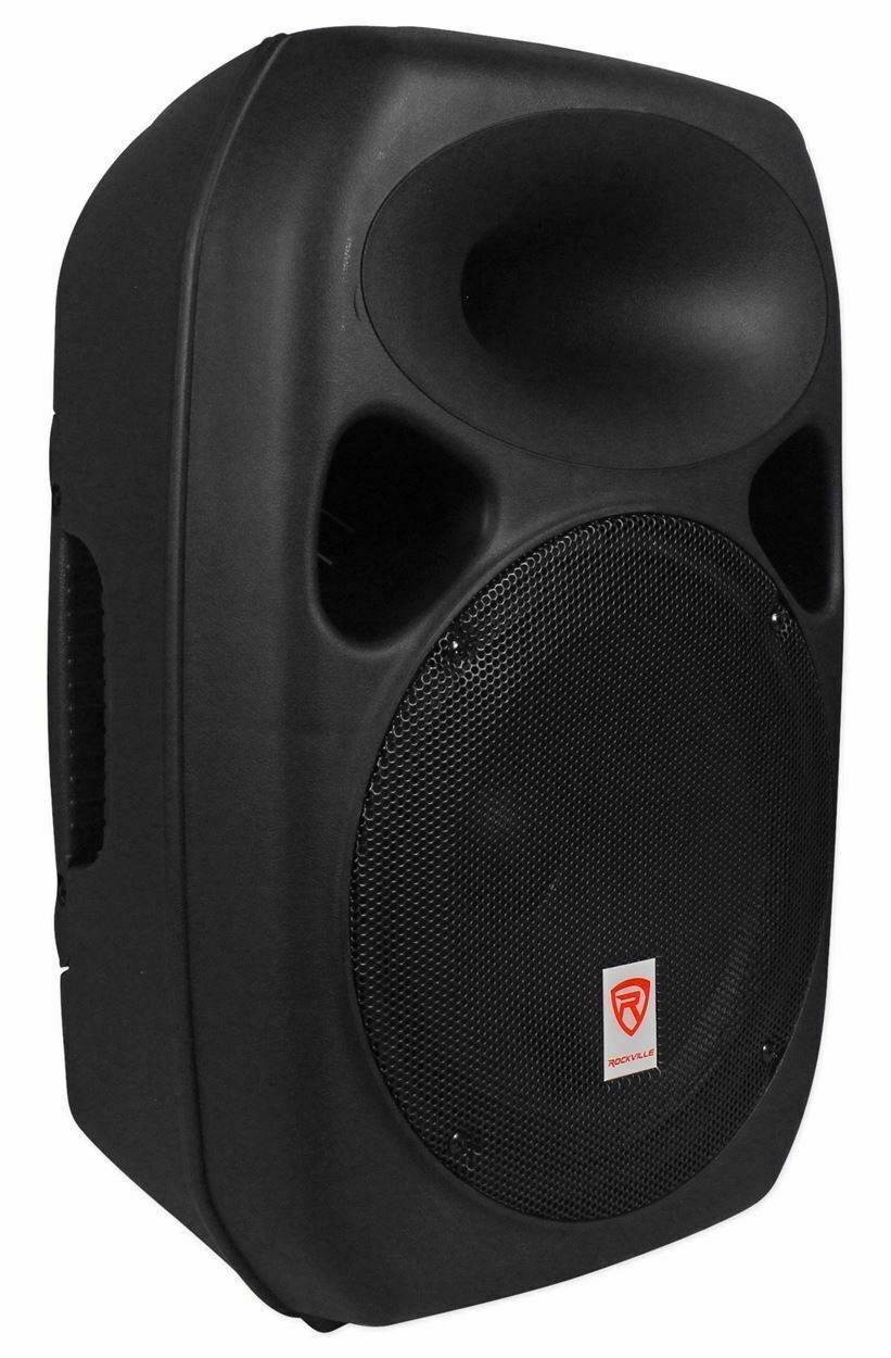 RPG122K Dual 12" Powered Speakers, Bluetooth+Mic+Speaker Stands+Cables