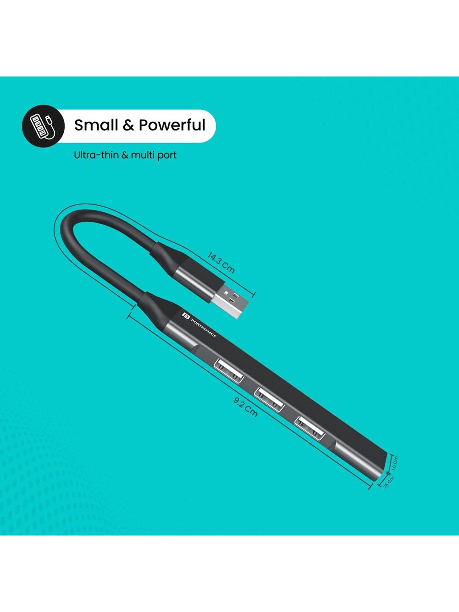 Portronics Mport 31 POR-1484 4 Port USB Hub (Grey)